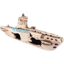 Pecio submarino de 25 x 11 x 8 cm - Decoración de cerámica para acuario