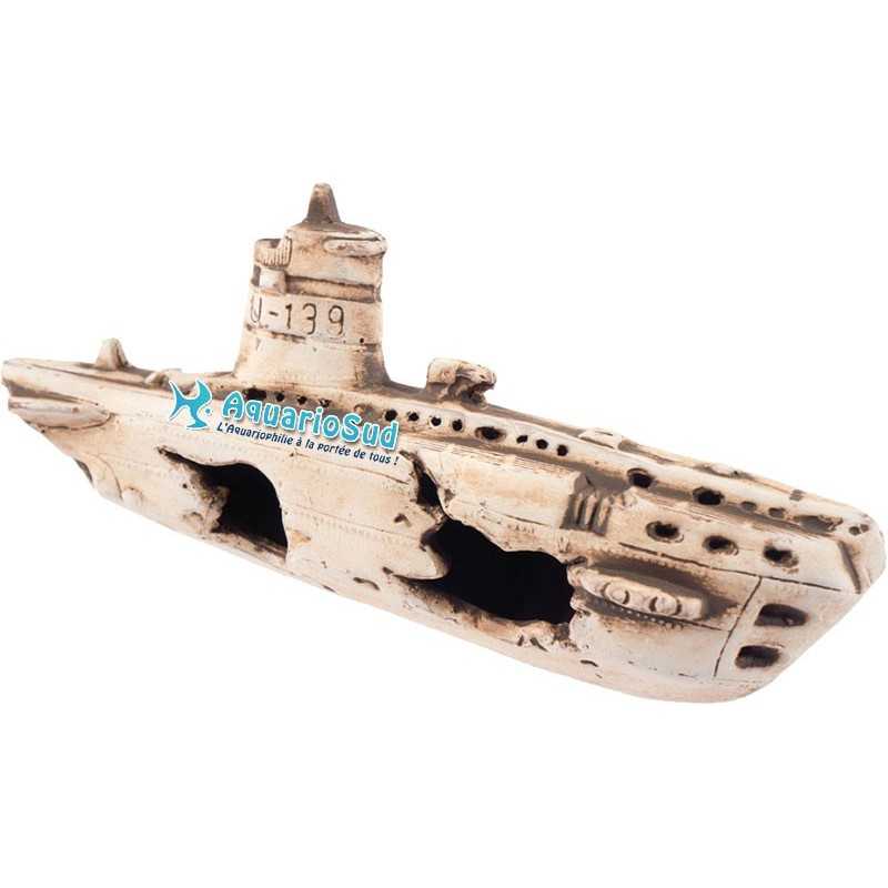 Pecio submarino de 25 x 11 x 8 cm - Decoración de cerámica para acuario