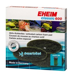 Almohadilla de espuma de carbono EHEIM para filtro Classic 600 (paquete de 3)