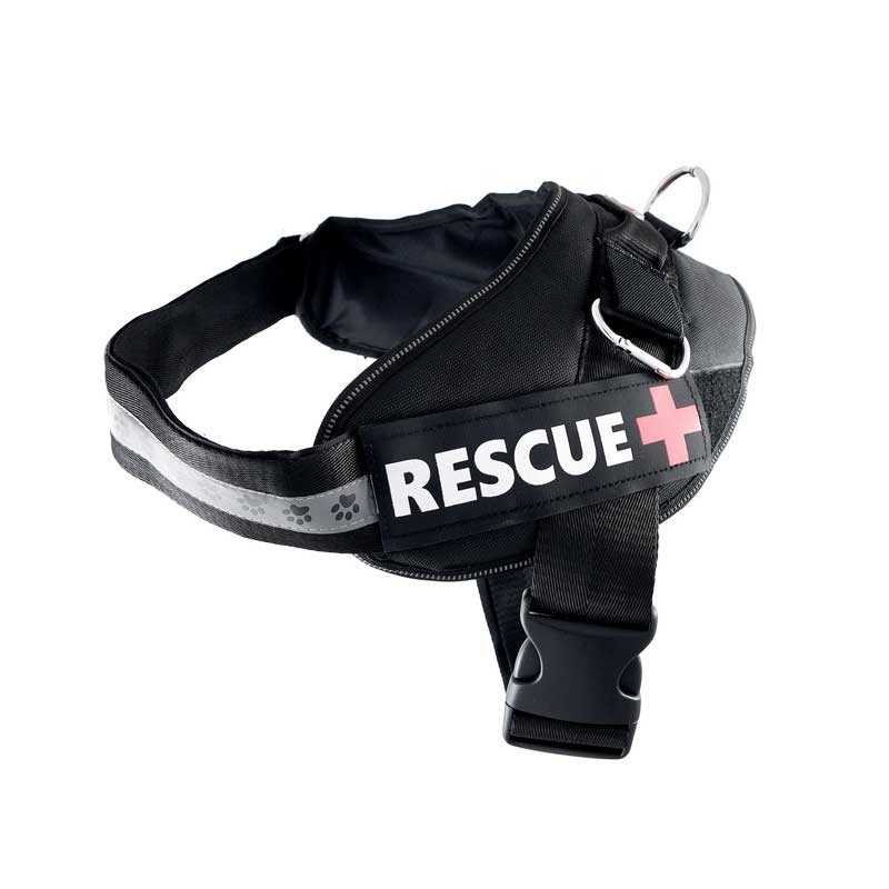 RESCUE Plus Schwarzes Hundegeschirr