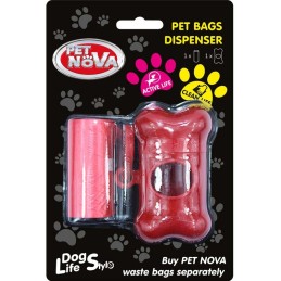 PETNOVA Distributeur de sacs ramasse crottes - Rouge