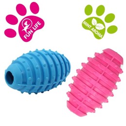 DOG LIFE STYLE Ballon de Rugby 10cm - Arôme menthe