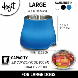 Comedero elevado Dogit para perros - 900 ml - Azul, blanco y negro