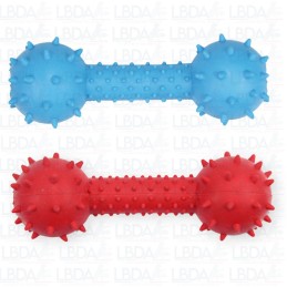 DOG LIFE STYLE Haltère Caoutchouc 14cm Rouge ou Bleu