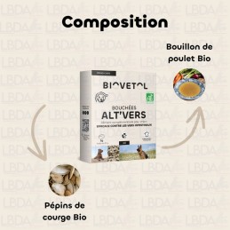 Composition Bouchées Alt'vers BIOVETOL pour chiot et petit chien